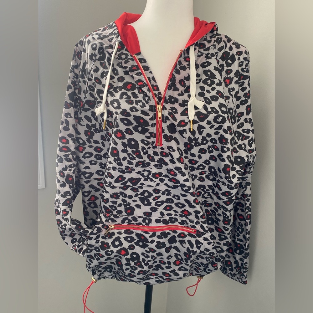 Leopard Print Half Zipper Windbreaker